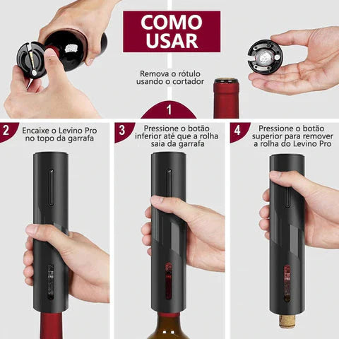 Abridor De Vinho Elétrico Automático Saca Rolhas Premium